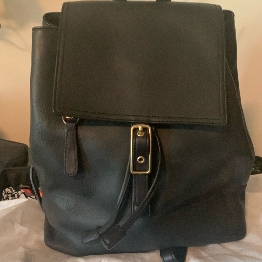 Coach black leather backpack